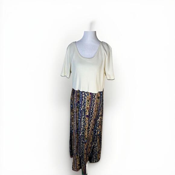 Vintage Studio Ease Maxi Dress Thermal Waffle Knit Top Boho Art Cottage NWT Sz16 - Picture 11 of 15